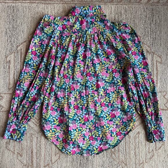 prairie blouse floral cotton button up puff sleeve cottagecore XS Sundance - Picture 8 of 14